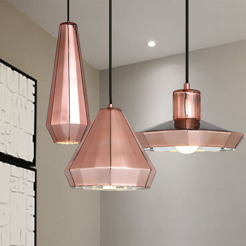 Rose Gold Mini Pendant Light over Bar Counter 1 Light Post Modern Metal Ceiling Lamp