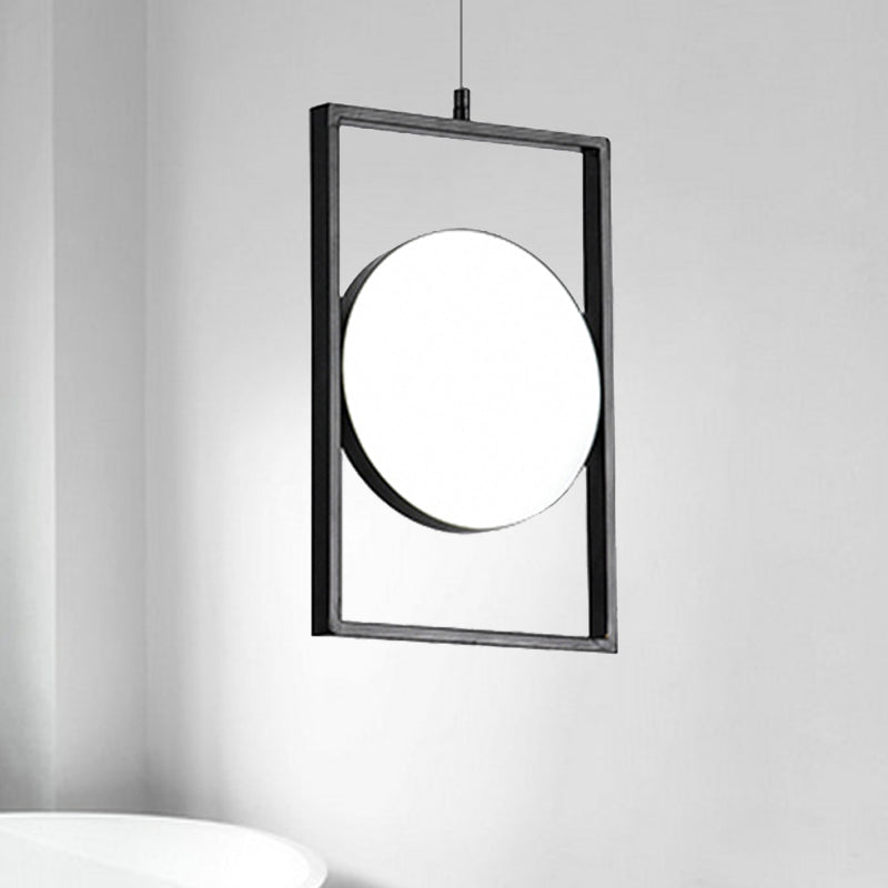 Black Rectangle Pendant Hanging Light Post Modern Metal LED Suspension Light Fixture, Horizontal/Vertical