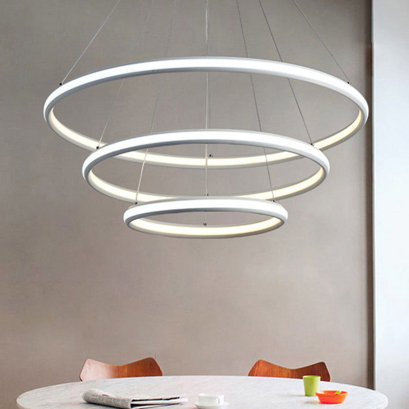 Acrylic Ring Chandelier Simple 1/2/3-Light LED Ceiling Pendant Lighting Fixture in Warm/White/Natural Light