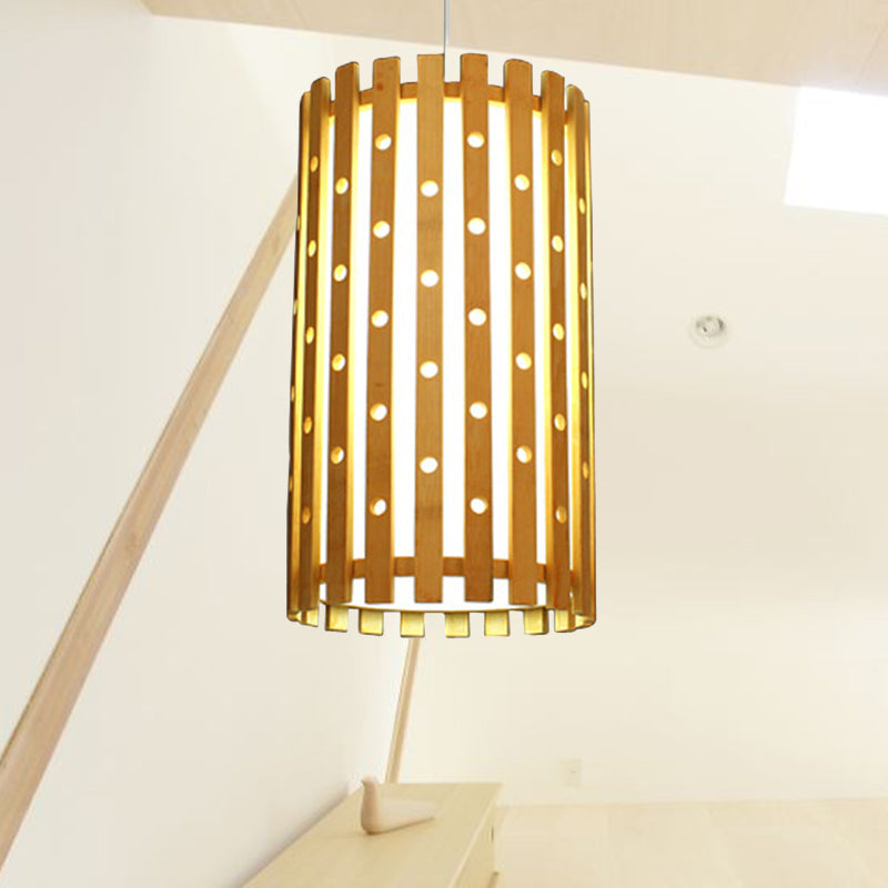 Cylinder Light Light moderne MODERN BAMBOO Single Bulbe Pagnière de suspension en beige pour le salon