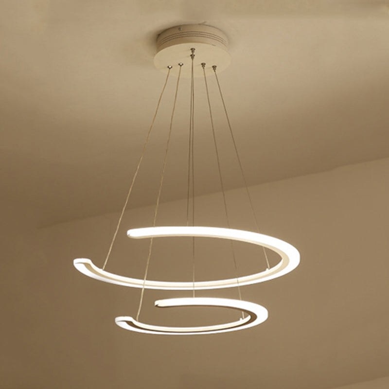 Ring Dining Room Chandelier Acrylic LED 1/2/3 Light Postmodern Ceiling Pendant in Warm/White/Natural Light