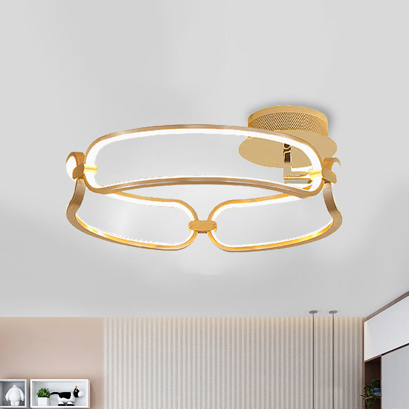 18"/23.5"/31.5" Wide Gold Bracelet Flush Ceiling Light Contemporary LED Acrylic Ceiling Light Fixture in Warm/White/Natural Light