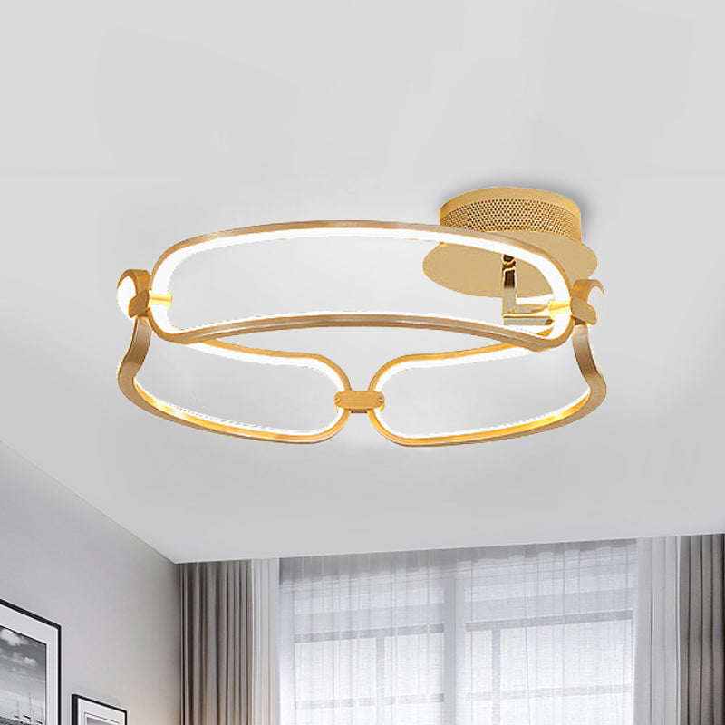 18"/23.5"/31.5" Wide Gold Bracelet Flush Ceiling Light Contemporary LED Acrylic Ceiling Light Fixture in Warm/White/Natural Light