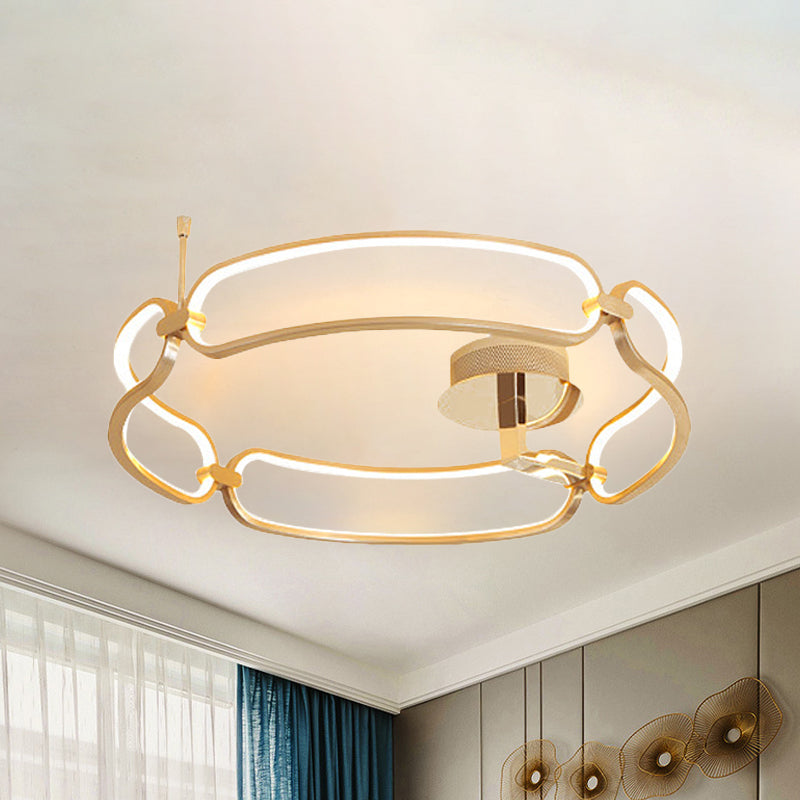 18"/23.5"/31.5" Wide Gold Bracelet Flush Ceiling Light Contemporary LED Acrylic Ceiling Light Fixture in Warm/White/Natural Light