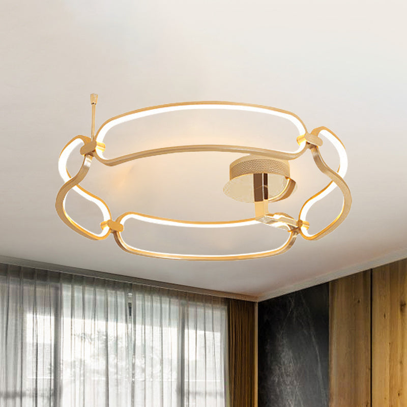 18"/23.5"/31.5" Wide Gold Bracelet Flush Ceiling Light Contemporary LED Acrylic Ceiling Light Fixture in Warm/White/Natural Light