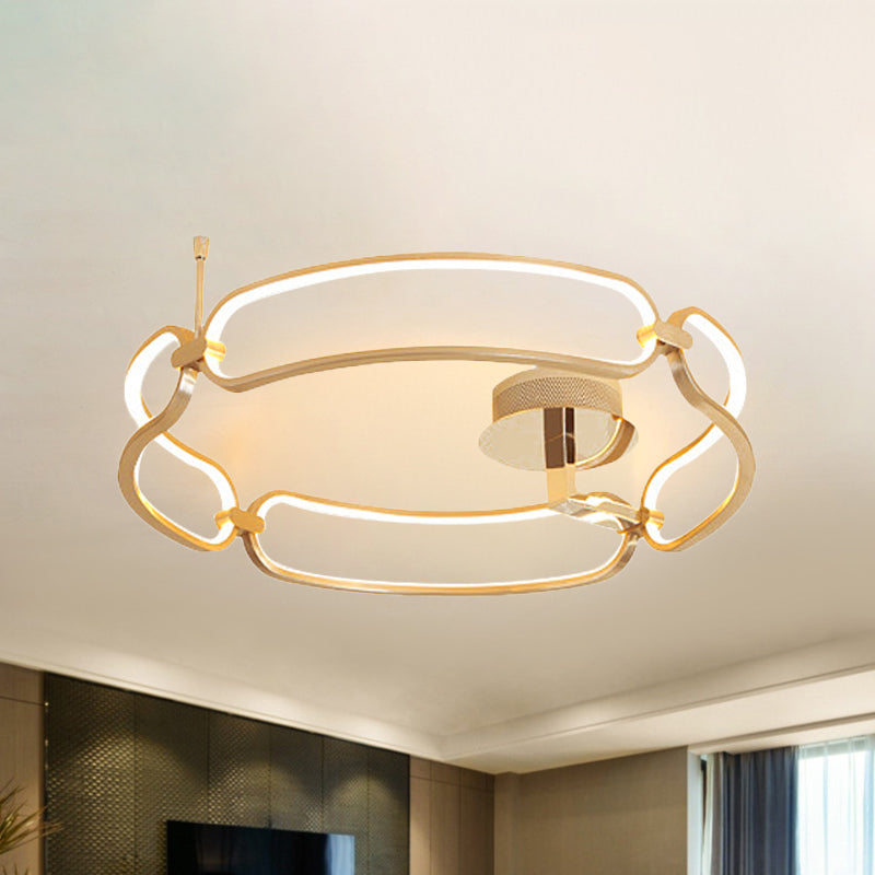 18"/23.5"/31.5" Wide Gold Bracelet Flush Ceiling Light Contemporary LED Acrylic Ceiling Light Fixture in Warm/White/Natural Light