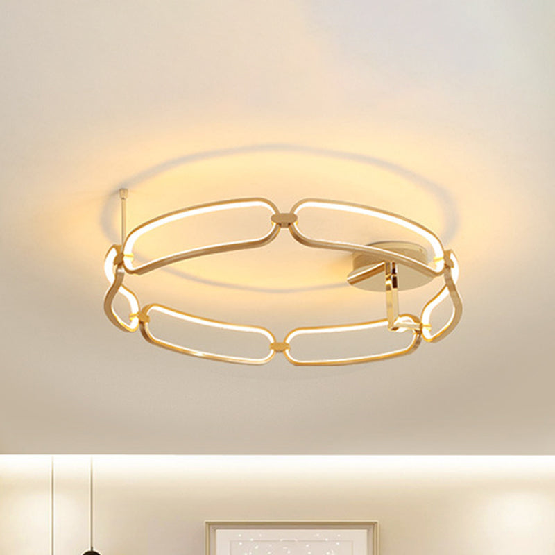 18"/23.5"/31.5" Wide Gold Bracelet Flush Ceiling Light Contemporary LED Acrylic Ceiling Light Fixture in Warm/White/Natural Light