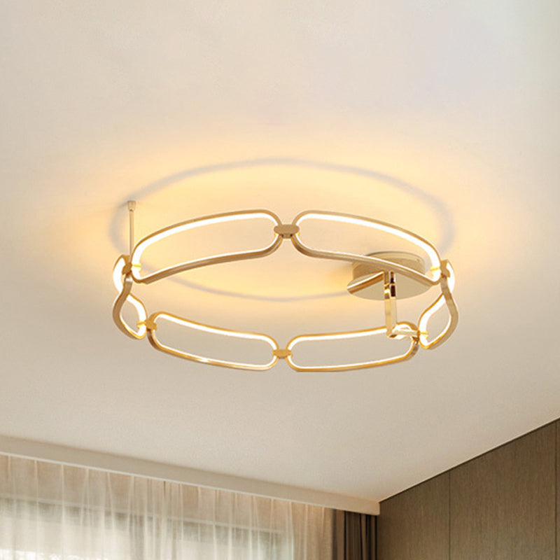 18"/23.5"/31.5" Wide Gold Bracelet Flush Ceiling Light Contemporary LED Acrylic Ceiling Light Fixture in Warm/White/Natural Light