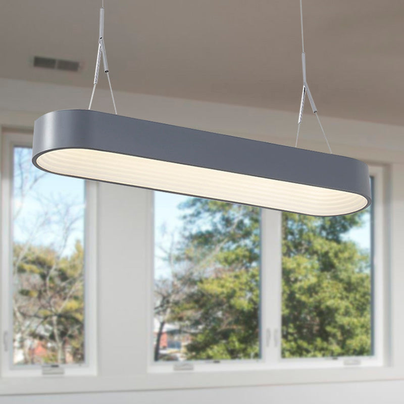 Luminaire pendant elliptique nordique métal métal blanc / gris plafonnier plafond pour salle à manger, 33,5 "/ 47" de large