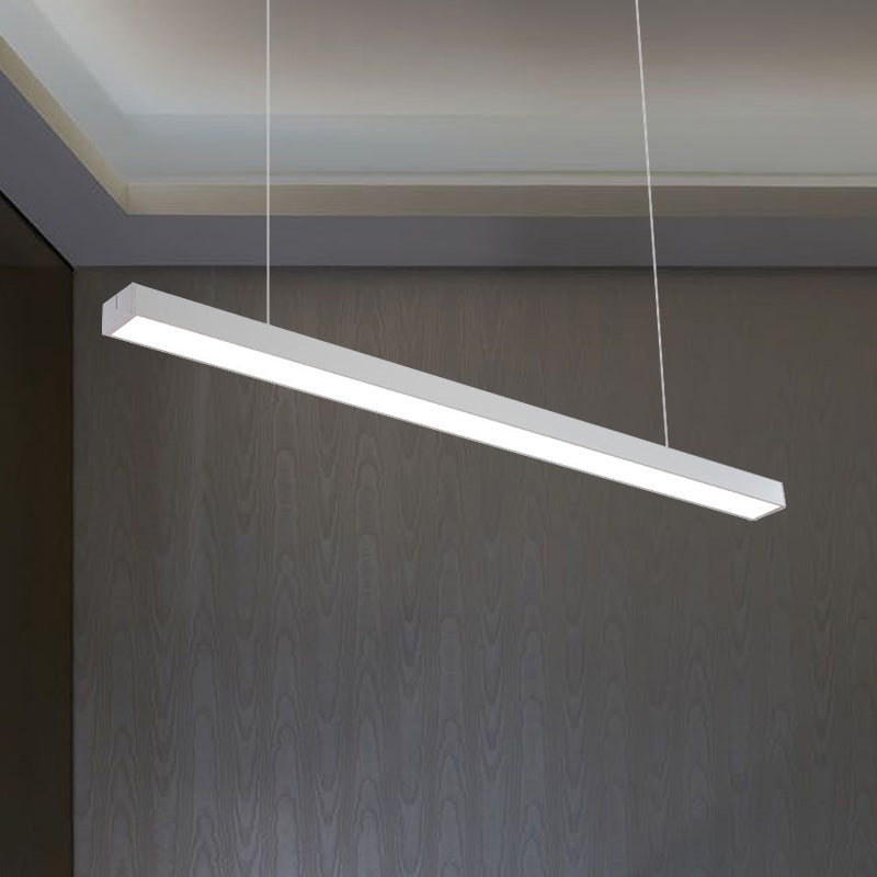 Rechteckige hängende Lampe moderne Metall LED 23,5 "/35,5"/47 "Weitschwarz/Silber Deckenleuchte für Schlafzimmer