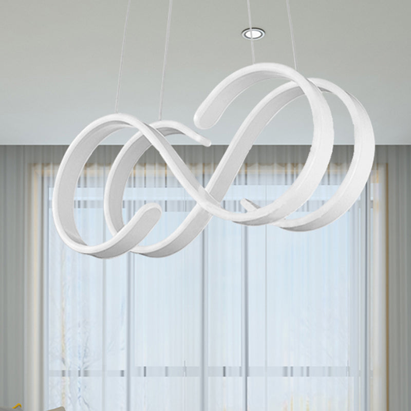 Simple LED 1 Light Drop Pendant with Acrylic Shade White 8-Shaped Chandelier in Warm/White/Natural Light