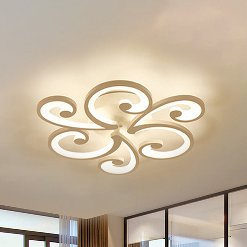 Modern LED Petal Flush Mount Light Acrylic 2/3/4-Light Bedroom Ceiling Lamp in Warm/White/Natural Light