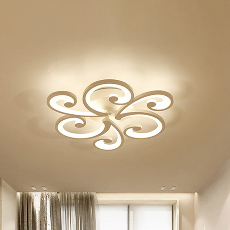 Modern LED Petal Flush Mount Light Acrylic 2/3/4-Light Bedroom Ceiling Lamp in Warm/White/Natural Light