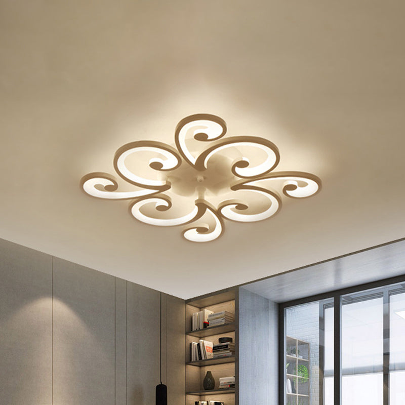 Modern LED Petal Flush Mount Light Acrylic 2/3/4-Light Bedroom Ceiling Lamp in Warm/White/Natural Light