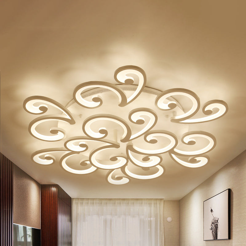 Modern LED Petal Flush Mount Light Acrylic 2/3/4-Light Bedroom Ceiling Lamp in Warm/White/Natural Light