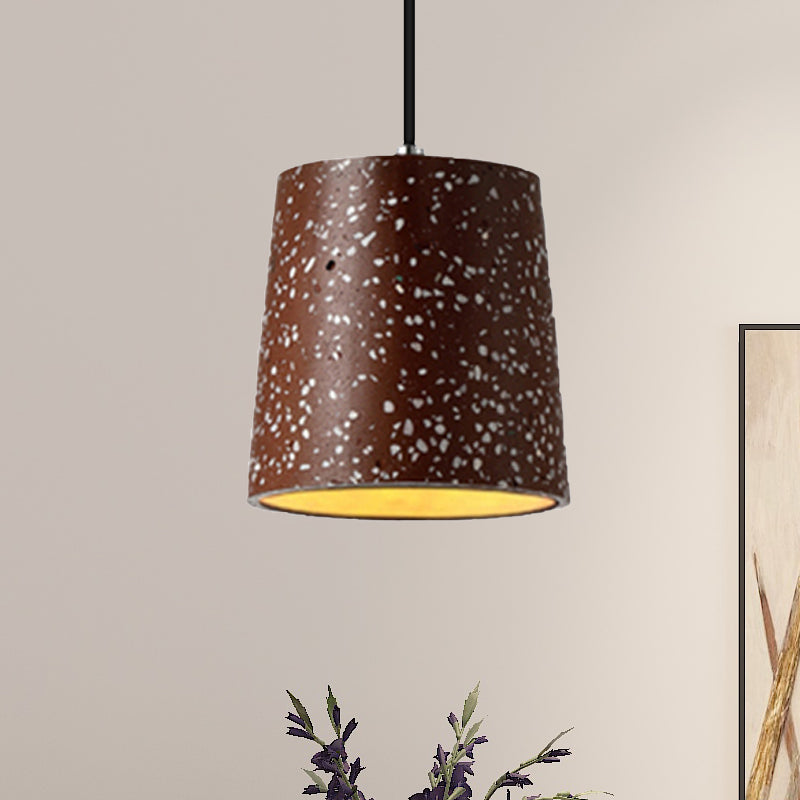 Cement Cone Pendant Lighting in Nordic Style 1 Light Black/White/Brown Hanging Light