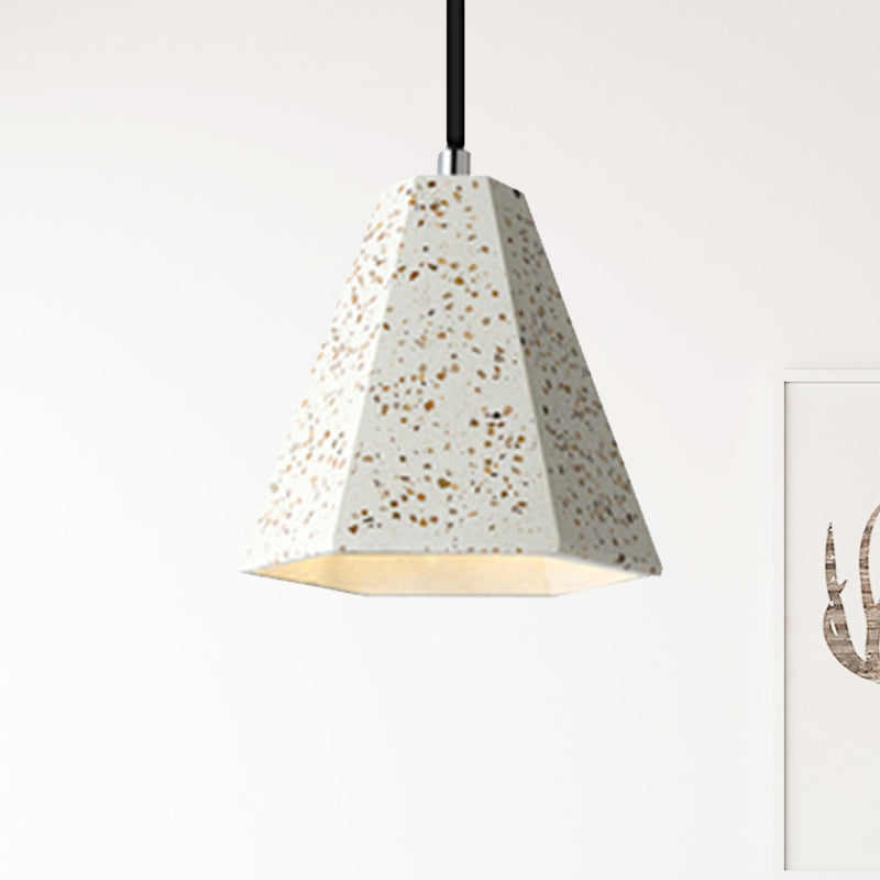 1 Light Pendant Lighting with Geometric Cement Shade Simplicity Black/White/Yellow Hanging Light