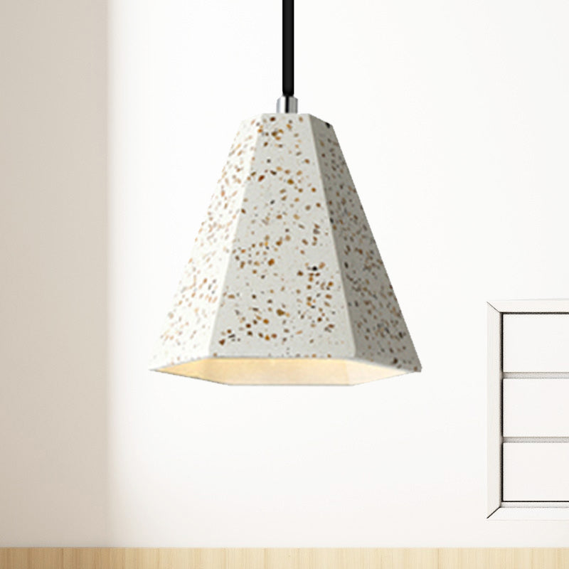 1 Light Pendant Lighting with Geometric Cement Shade Simplicity Black/White/Yellow Hanging Light