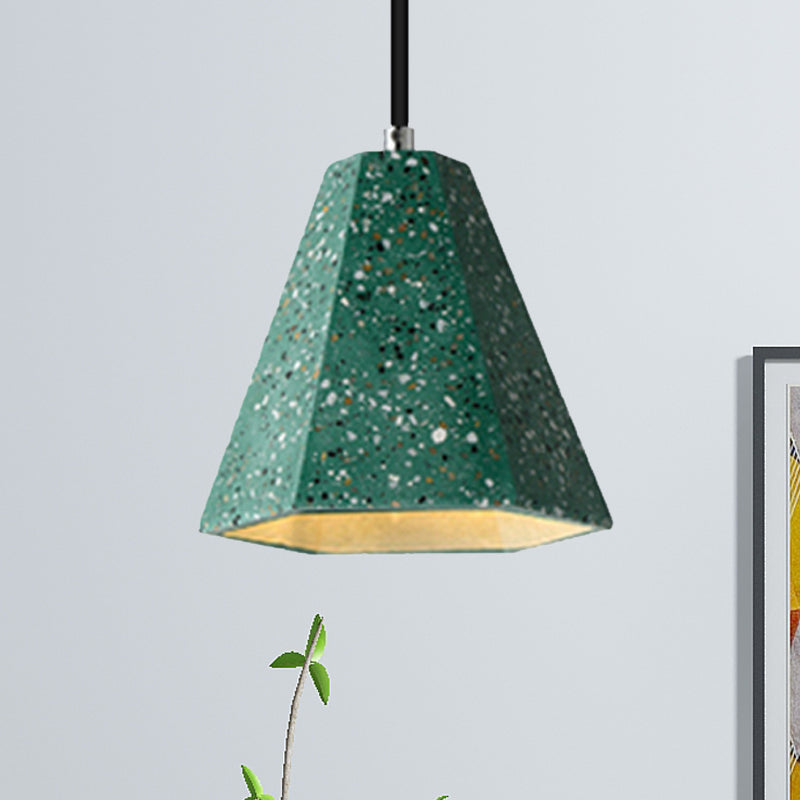 1 Light Pendant Lighting with Geometric Cement Shade Simplicity Black/White/Yellow Hanging Light