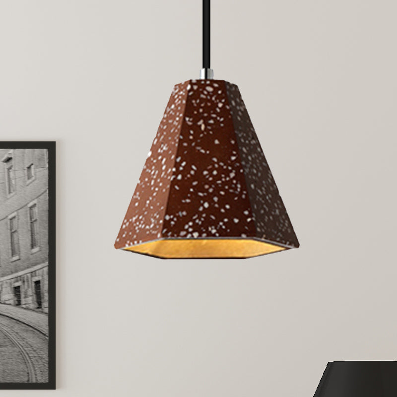 1 Light Pendant Lighting with Geometric Cement Shade Simplicity Black/White/Yellow Hanging Light