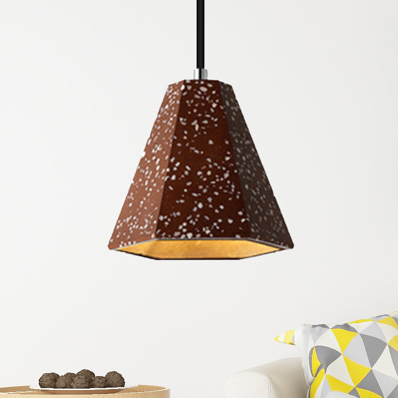 1 Light Pendant Lighting with Geometric Cement Shade Simplicity Black/White/Yellow Hanging Light