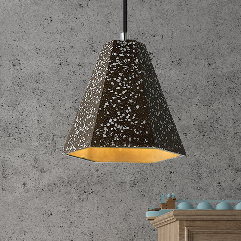 1 Light Pendant Lighting with Geometric Cement Shade Simplicity Black/White/Yellow Hanging Light