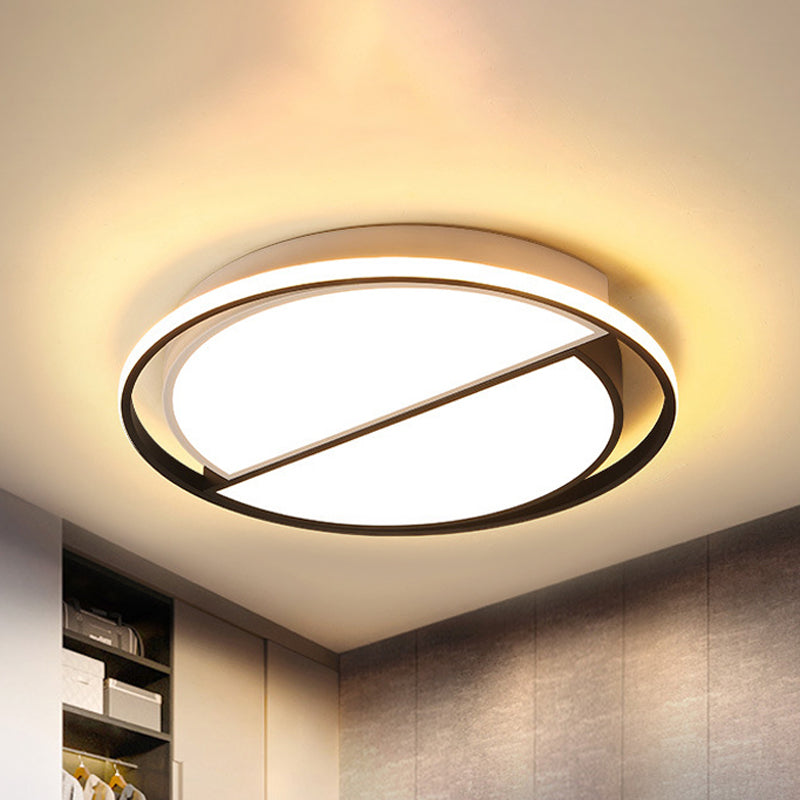 2 Lampada da incasso semicircolare Lampada da soffitto moderna a LED in metallo nero/bianco e nero per camera da letto in bianco caldo/caldo, 16,5"/20,5"/24,5" W