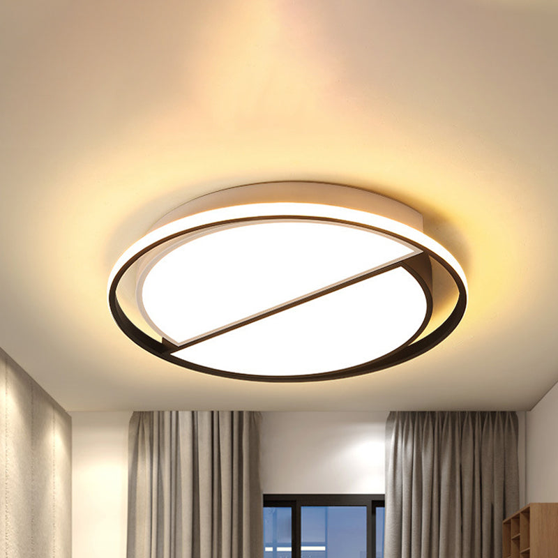 2 Lampada da incasso semicircolare Lampada da soffitto moderna a LED in metallo nero/bianco e nero per camera da letto in bianco caldo/caldo, 16,5"/20,5"/24,5" W