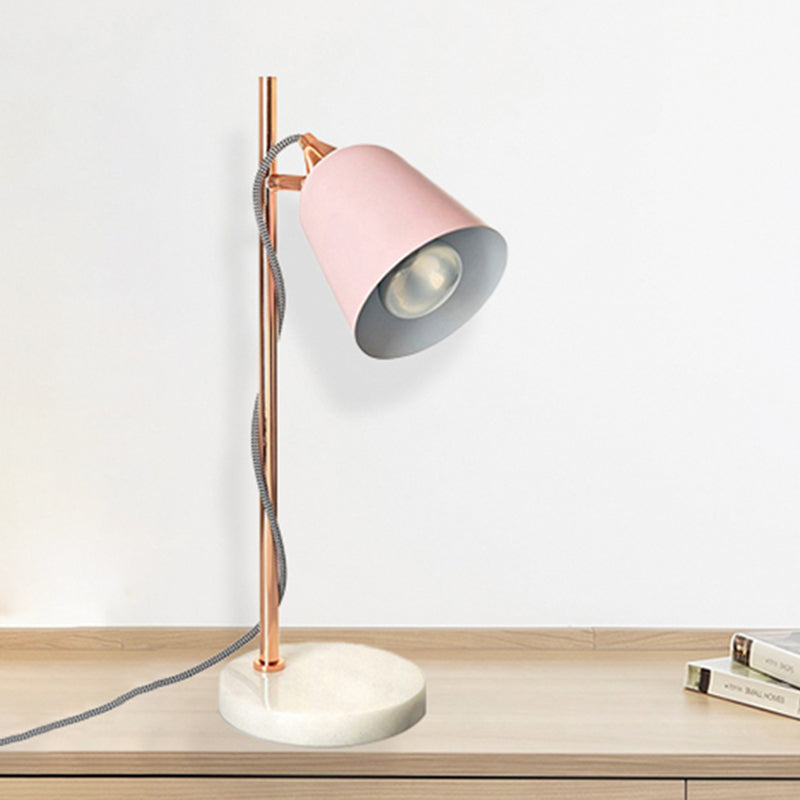 Gray/Pink Cup Shaped Desk Lighting Nordic Style 1 Bulb Metal Desk Lamp with Marble Base for Study Room