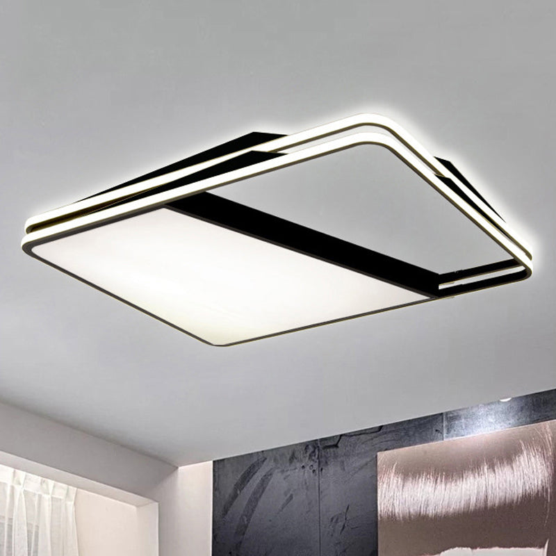 Modernismo empalme trapezoidal iluminación de techo empotrada Metal LED lámpara de techo para sala de estar en luz blanca/cálida, 23,5 "/35,5" de ancho