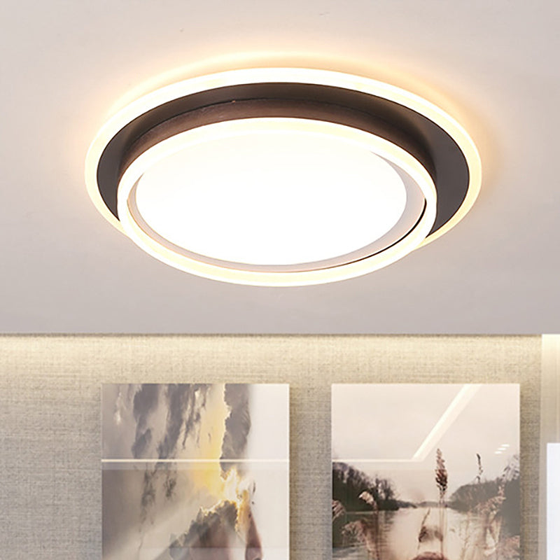 Illuminazione da incasso rotonda bianca Lampada da incasso a LED moderna da 16"/19,5" in metallo largo con diffusore smerigliato in luce bianca/calda