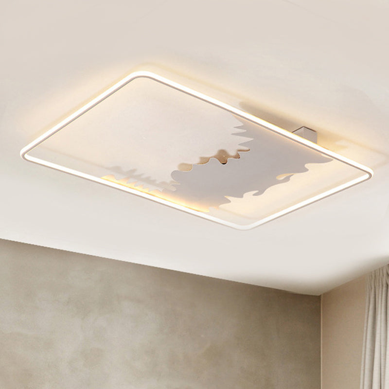 Oblong Ceiling Flush Art Deco Metal LED White Flush Lighting with Acrylic Diffuser in White/Warm Light, 34.5"/39" Wide