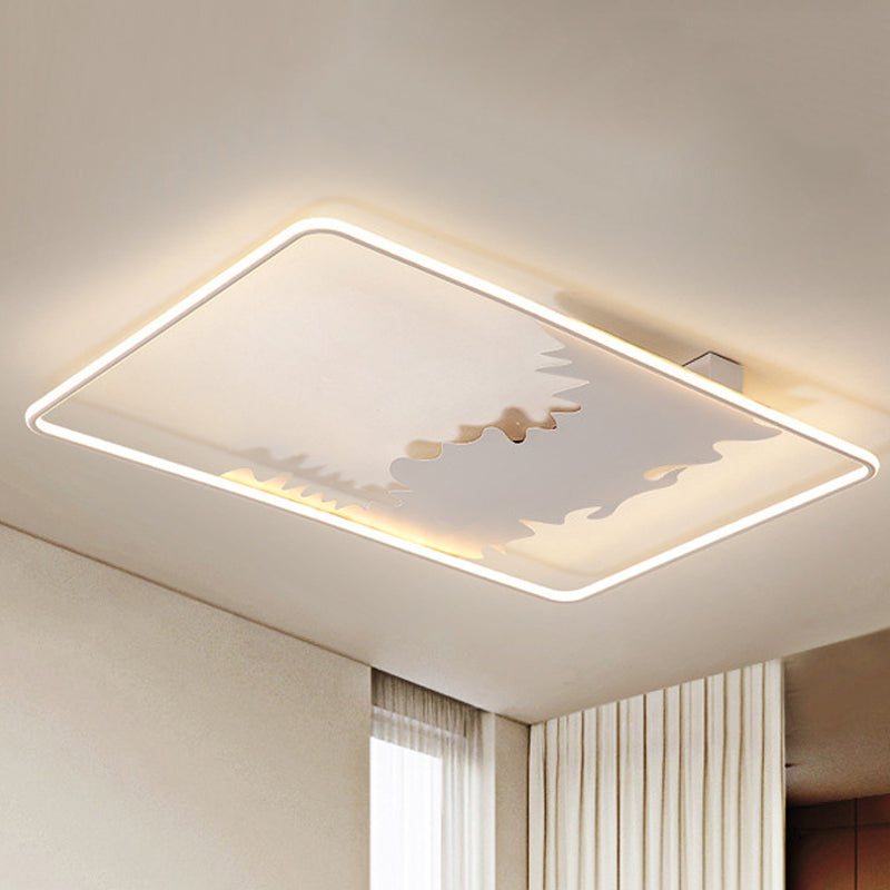 Oblong Ceiling Flush Art Deco Metal LED White Flush Lighting with Acrylic Diffuser in White/Warm Light, 34.5"/39" Wide