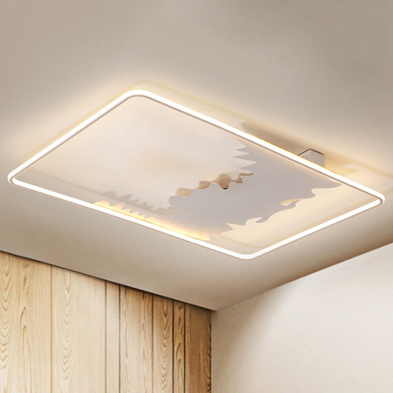 Oblong Ceiling Flush Art Deco Metal LED White Flush Lighting with Acrylic Diffuser in White/Warm Light, 34.5"/39" Wide