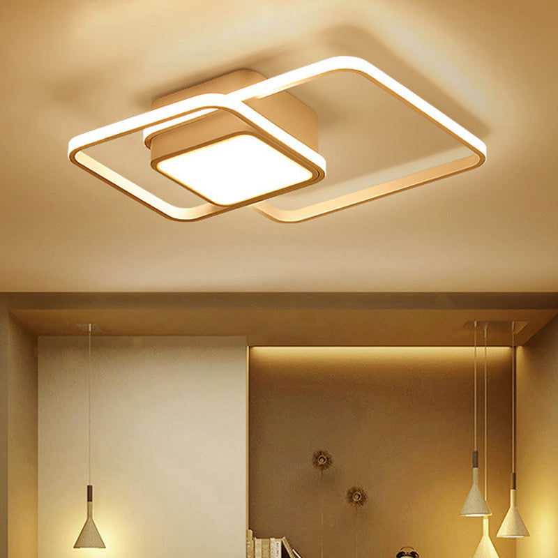 Square and Block Acrylic Ceiling Light Modern LED 18"/21.5"/25.5" Wide Flush Light in Warm/White/Natural Light