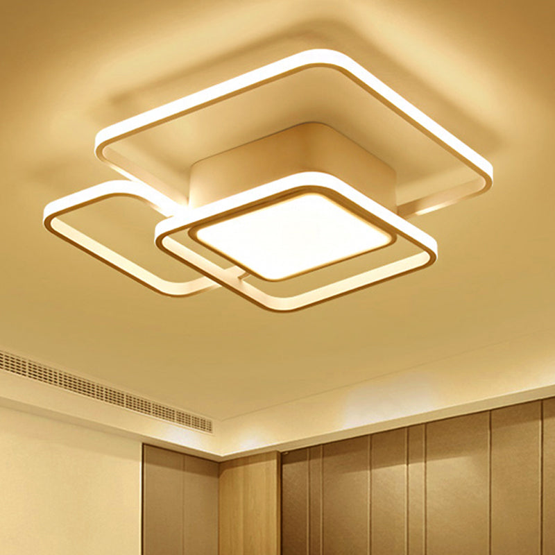 Square and Block Acrylic Ceiling Light Modern LED 18 "/21.5" /25.5 " Wide Flush Light in Warm / White / Natural Light