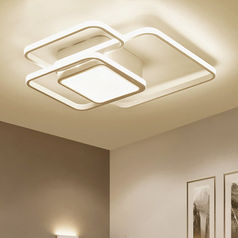 Square and Block Acrylic Ceiling Light Modern LED 18 "/21.5" /25.5 " Wide Flush Light in Warm / White / Natural Light