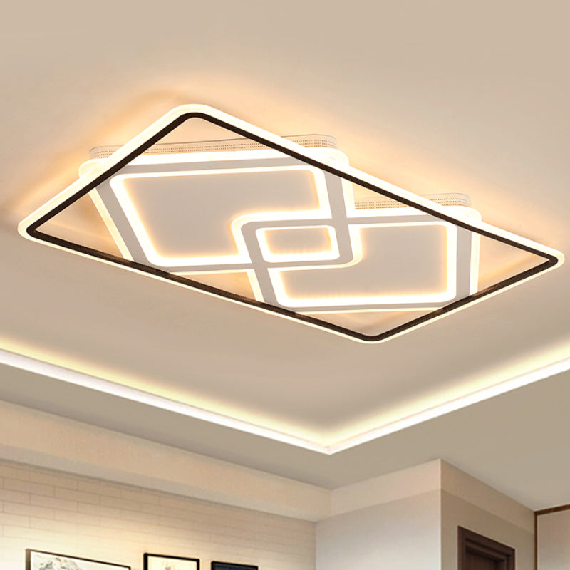 Lampada da soffitto rettangolare Simplicity Metallo LED Illuminazione da incasso per soggiorno in luce bianca/calda, 31,5"/39" di larghezza