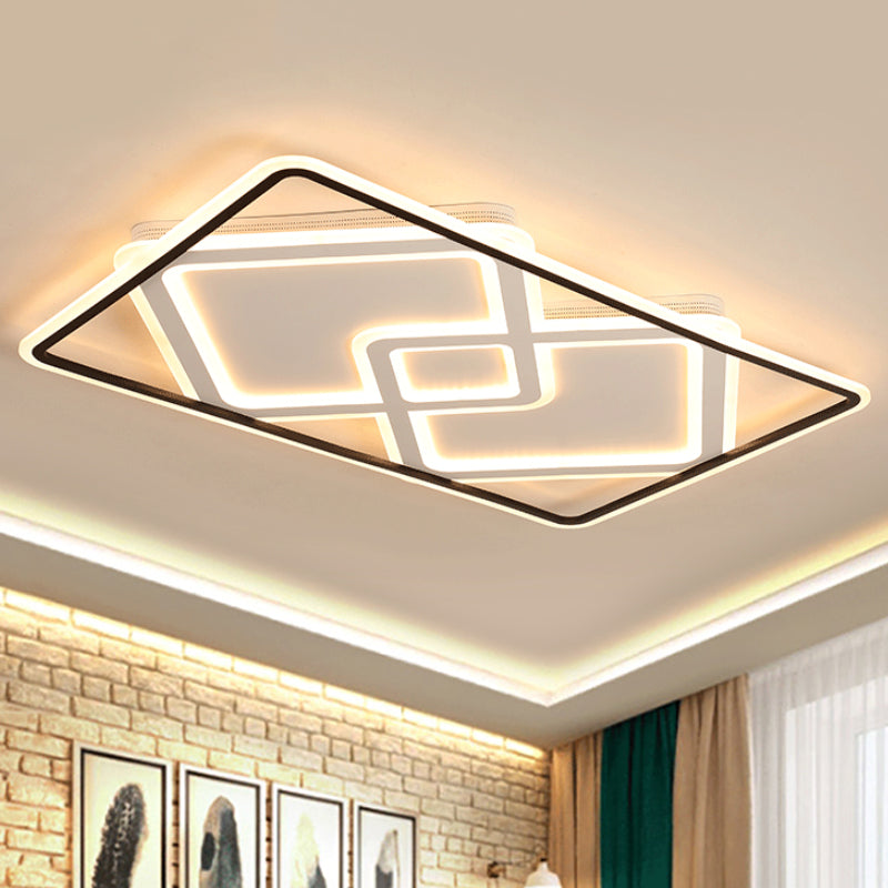 Rechthoekig Plafond Gemonteerde Lamp Eenvoud Metaal LED Woonkamer Flush verlichting in wit/warm licht, 31,5 "/39" breed