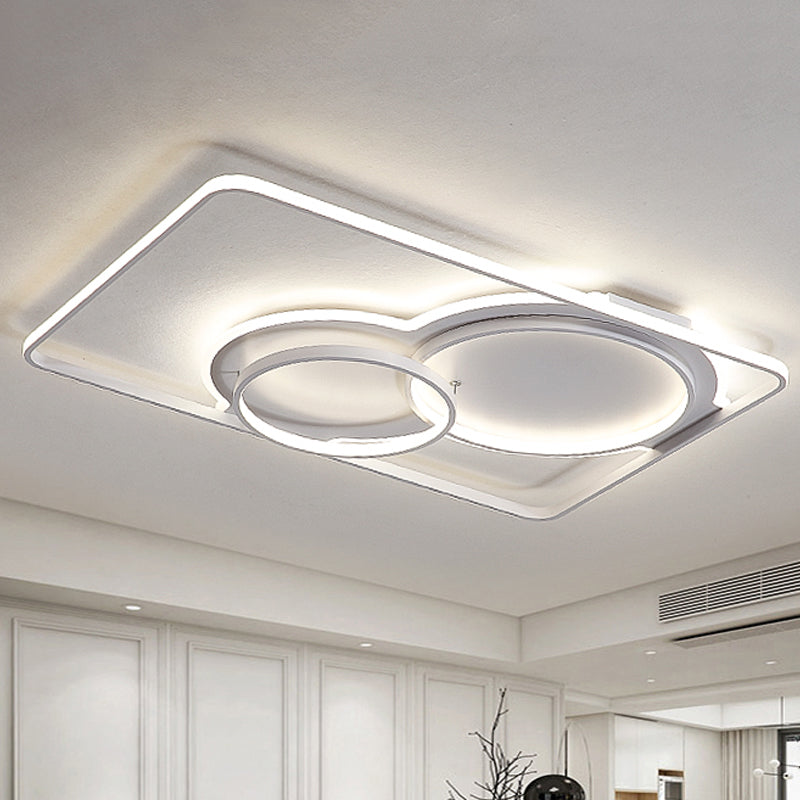 Lampada da soffitto geometrica in metallo, moderna illuminazione a LED nera/bianca a incasso in luce bianca/calda, larghezza 35,5"/39"