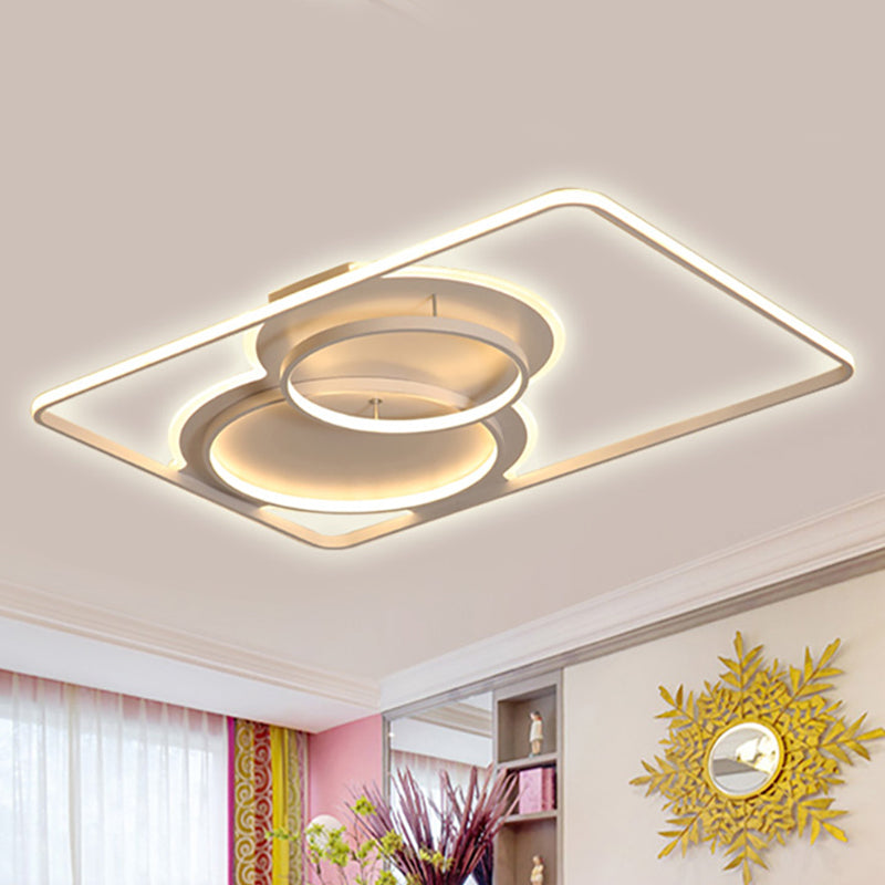 Lampada da soffitto geometrica in metallo, moderna illuminazione a LED nera/bianca a incasso in luce bianca/calda, larghezza 35,5"/39"