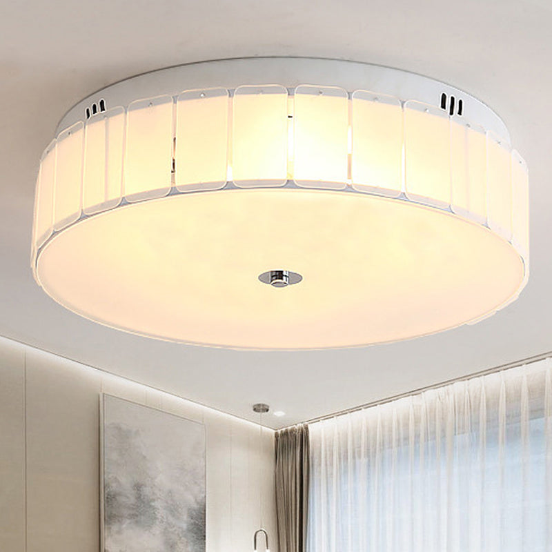 Drum Bedroom Flush Mount Lamp White Glass Modernist Multi Lights Flush Mount Light Fixture