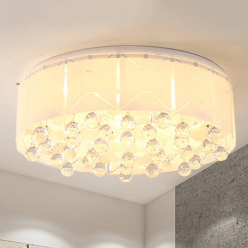 Éclairage encastré en cristal à tambour, éclairage multi-lumière moderniste de 18 "/ 19.5" de large, luminaire encastré à Led blanc de large