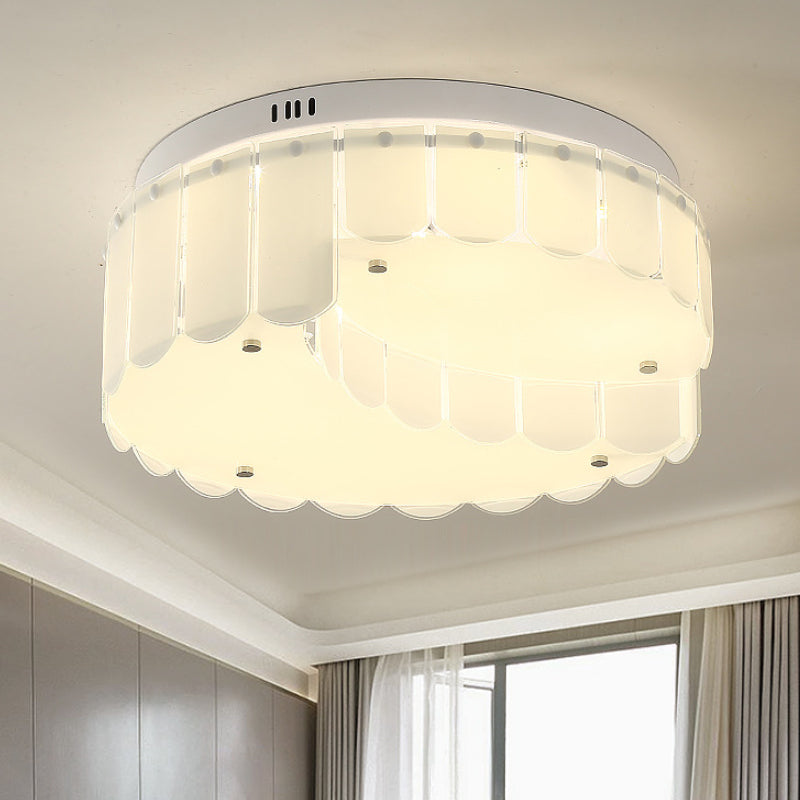 Apparecchio da soffitto modernista per montaggio a incasso in vetro bianco con luci multiple per soggiorno a tamburo