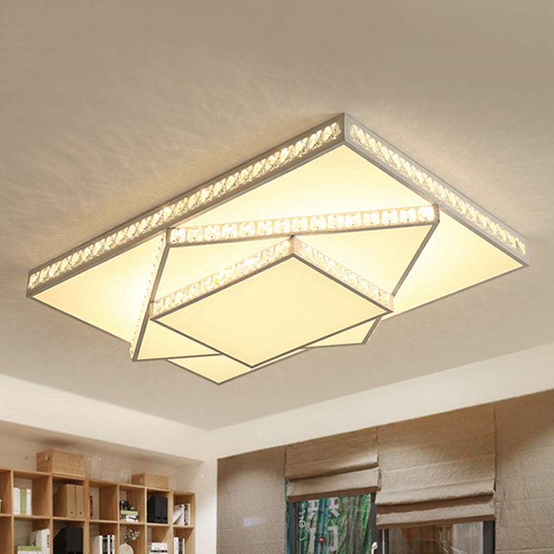 Metaal 3 Getiered Vierkant Flush Plafond Verlichting Hedendaagse Led Wit Plafond Mount Licht Armatuur in Wit/Derde Gear Licht