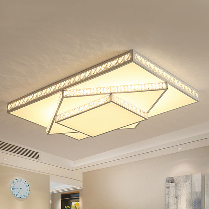 Metaal 3 Getiered Vierkant Flush Plafond Verlichting Hedendaagse Led Wit Plafond Mount Licht Armatuur in Wit/Derde Gear Licht