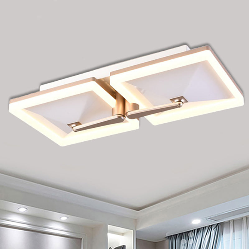 Splicing Square Flush Ceiling Light Fixture Minimalist Metal 2/4/6 Heads LED White Ceiling Lamp in Third Gear Light