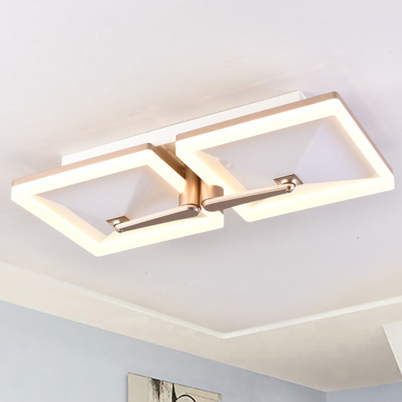 Plafoniera da soffitto quadrata a filo quadrato in metallo minimalista a 2/4/6 teste Lampada da soffitto a LED bianca con luce di terza marcia