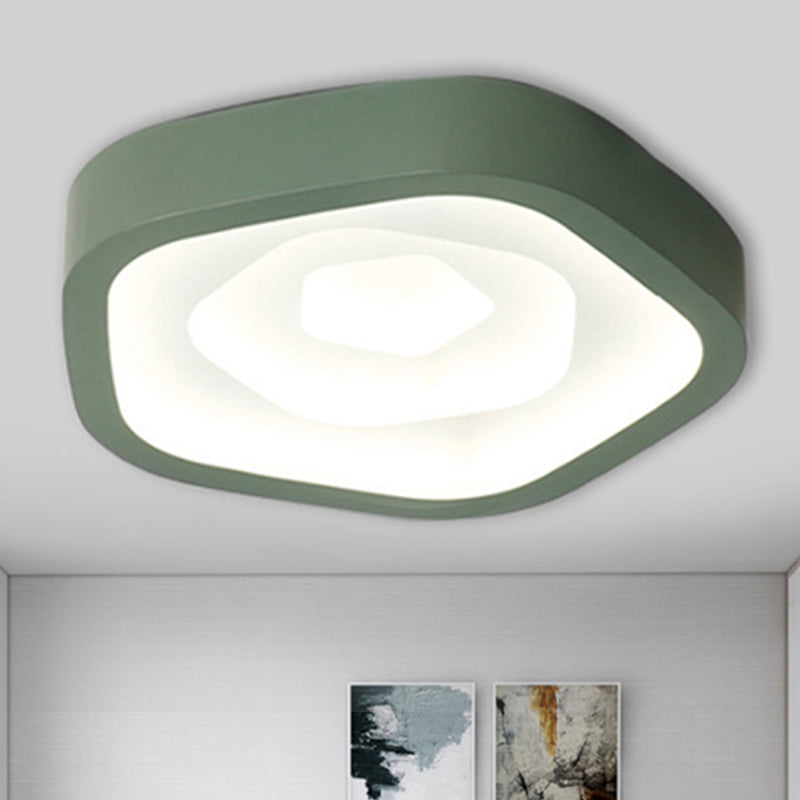 Pink/Blue/Green Pentagon Flush Ceiling Lamp Nordic 20.5" Wide LED Acrylic Flushmount Lighting