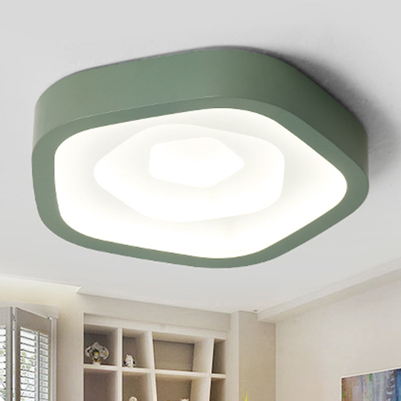 Pink / Blue / Green Pentagone Flush Ceiling Lamp Nordic 20,5 " Wide LED Acrylic Flushmount Lighting